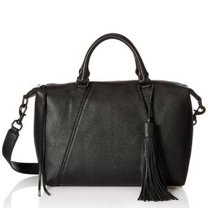 Rebecca Minkoff Pebbled Black Satchel with Tassel